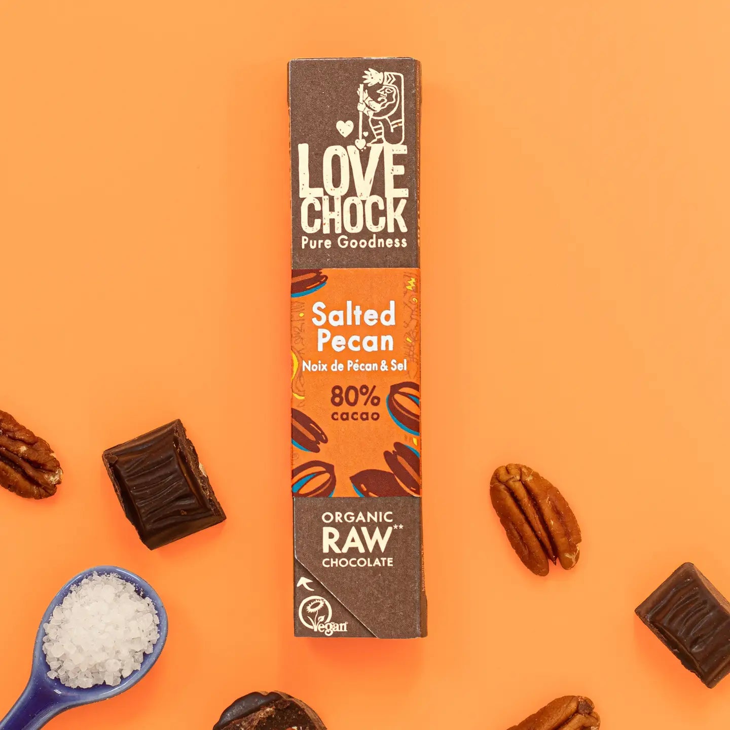 80% Chocolate with Pecan & Sea Salt - Organic, Raw, Vegan