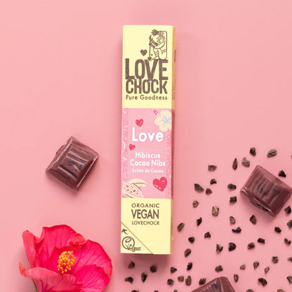 Pink Chocolate with Hibiscus and Cocoa Nibs - Organic, Vegan