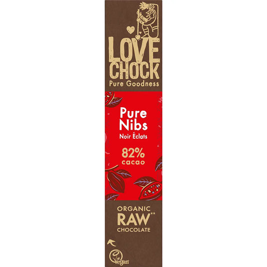 82% Chocolate with Cocoa Nibs - Organic, Raw, Vegan and Sustainable