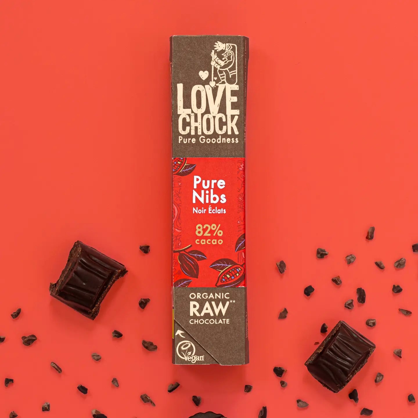 82% Chocolate with Cocoa Nibs - Organic, Raw, Vegan and Sustainable
